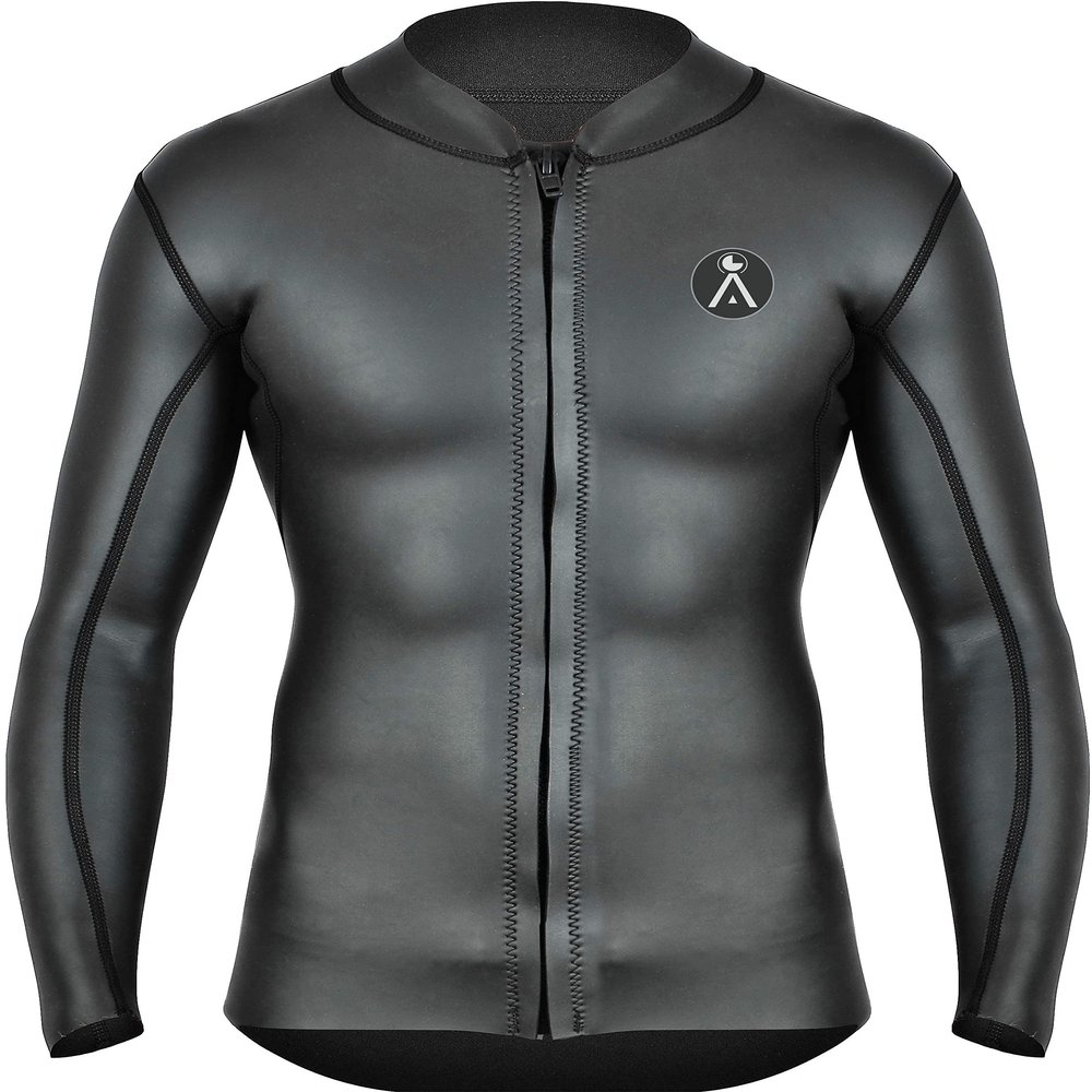 A Vebodi Men's Surf Wetsuit Top. Mens 1.5mm Neoprene Surfing Jacket. Long Sleeve-Front Zipper Vest. Wet Suit Top. Small