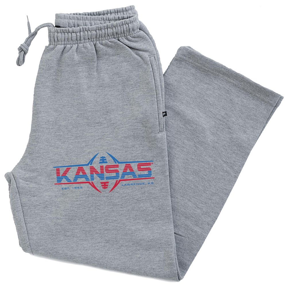 CornBorn Kansas Pants - Premium Fleece Kansas Football Laces - Gray - Large