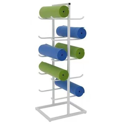 JLXJYS Metal Yoga Mat Storage Rack, Home Gyms Fitness Center Yoga Mat Holder for Yoga Mat Resistance Bands, Standing Workout Equipment Organizer (Color : White, Size : 50x40x130cm)