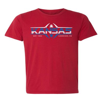 CornBorn Kansas Mens Apparel - Premium Tri-Blend Kansas Football Laces - Red - Medium