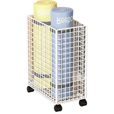 JLXJYS Workout Equipment Storage Rack, Home Gyms Yoga Mat Holder with Brake Wheel for Foam Roller Yoga Blocks, Large Storage Capacity (Size : 38x20.5x53cm)