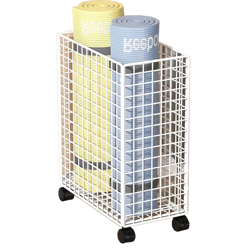 JLXJYS Workout Equipment Storage Rack, Home Gyms Yoga Mat Holder with Brake Wheel for Foam Roller Yoga Blocks, Large Storage Capacity (Size : 38x20.5x53cm)