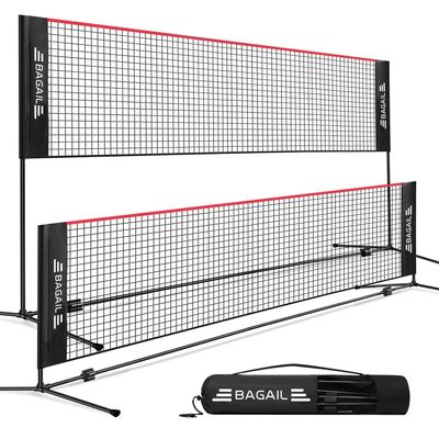 BAGAIL All-in-1 Badminton Net, Height Adjustable (Up to 5.1') Kids Volleyball Net, Quick Setup Sports Net with Portable Bag for Pickleball, Tennis, Pool, Backyard & Indoor Games - 10ft, Red