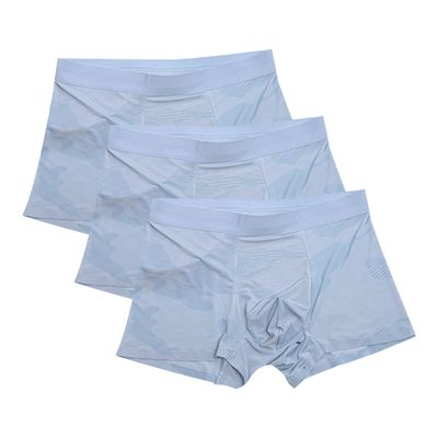Maiyifu-GJ Men's Traceless Fast Drying Underwear Ice Silk Breathable Trunks Sport Camouflage Boxer Briefs (Blue 3PC,4X-Large)