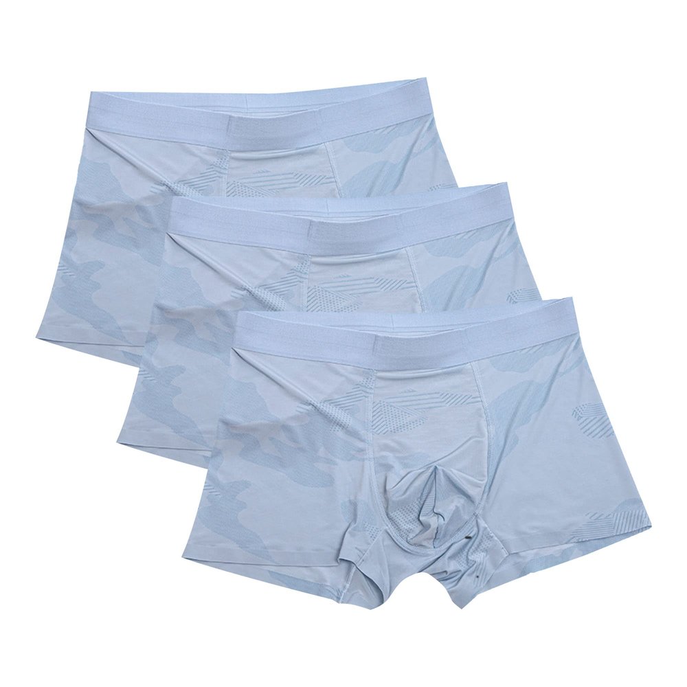 Maiyifu-GJ Men's Traceless Fast Drying Underwear Ice Silk Breathable Trunks Sport Camouflage Boxer Briefs (Blue 3PC,4X-Large)