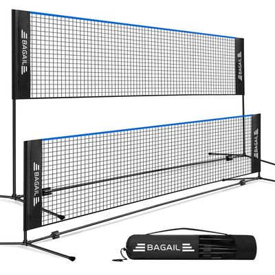 BAGAIL All-in-1 Badminton Net, Height Adjustable (Up to 5.1') Kids Volleyball Net, Quick Setup Sports Net with Portable Bag for Pickleball, Tennis, Pool, Backyard & Indoor Games - 14ft, Blue