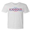 CornBorn Kansas Jayhawks Tee Shirt - Premium Tri-Blend Kansas Football Laces - White - Extra Small view 1