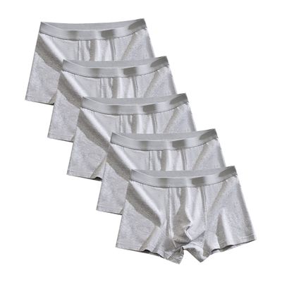 Maiyifu-GJ Men's Solid Colour Moisture-Wicking Underwear Athletic Soft Boxer Briefs Breathable Cotton Trunks (Gray 20 5PC,Large)