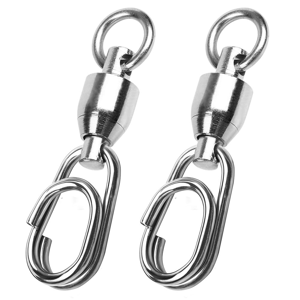 AMYSPORTS High Strength Snap Swivel Stainless Split Rings Fishing Swivel Freshwater Ball Bearing Swivels Fishing Saltwater, 50pcs, 72lbs