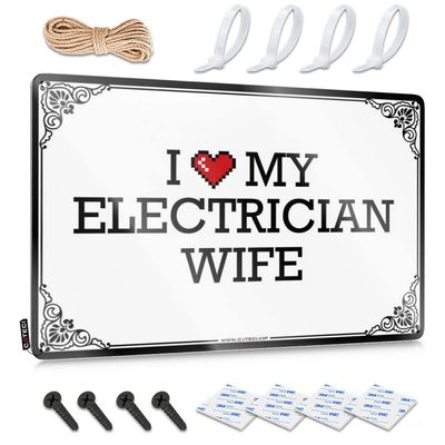 Abipuir Door Mat Outdoor Entrance Funny I Love My Electrician Wife Tin Sign Desk Decor for Men Patio Decorations Outdoor (Color : Colour, Size : 20X30CM)