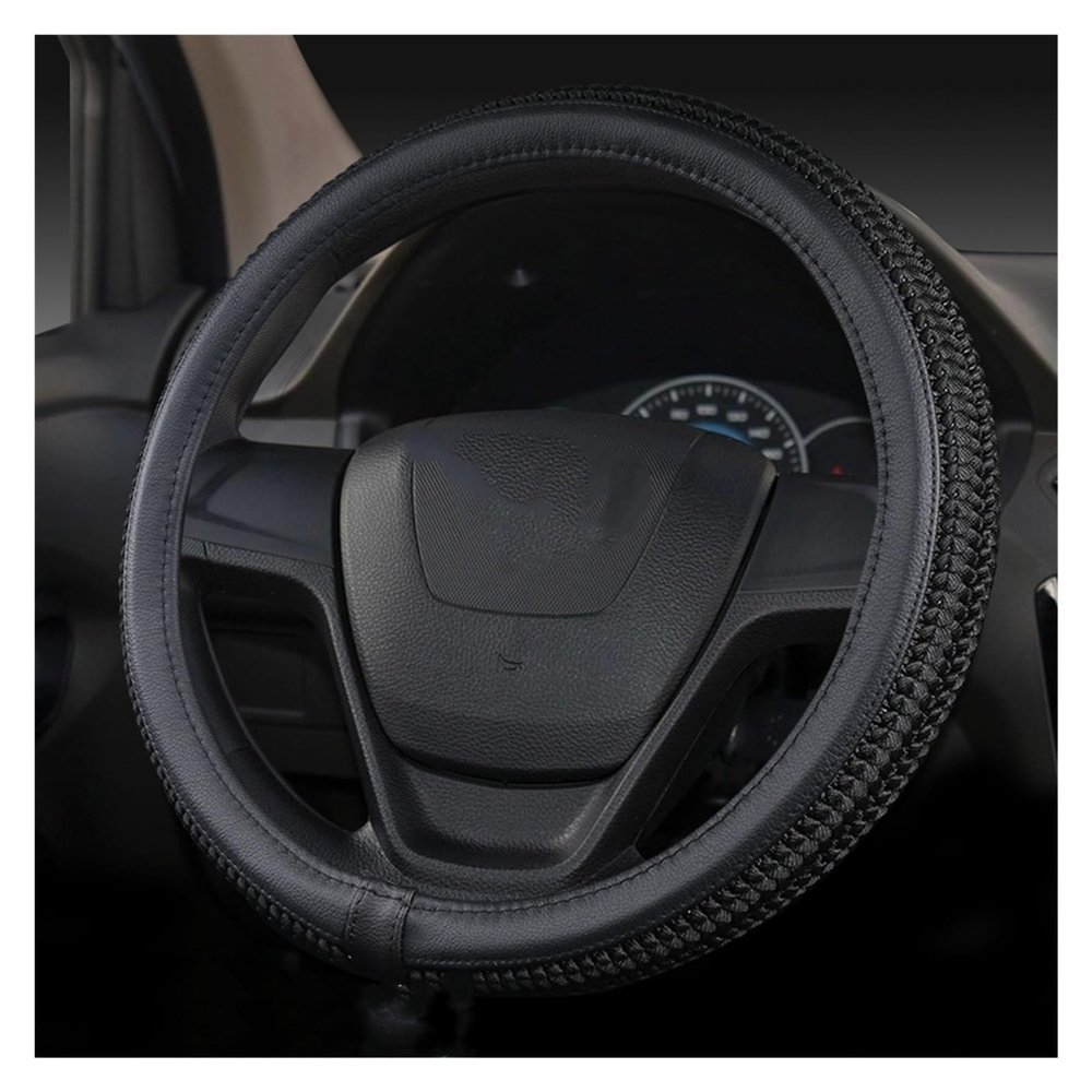 FUERU Car Steering Wheel Cover Set Universal Car Steering Wheel Cover 14.0-15 Inches Ice Silk Durable and Exquisite Car Decorations (Color : 4#)