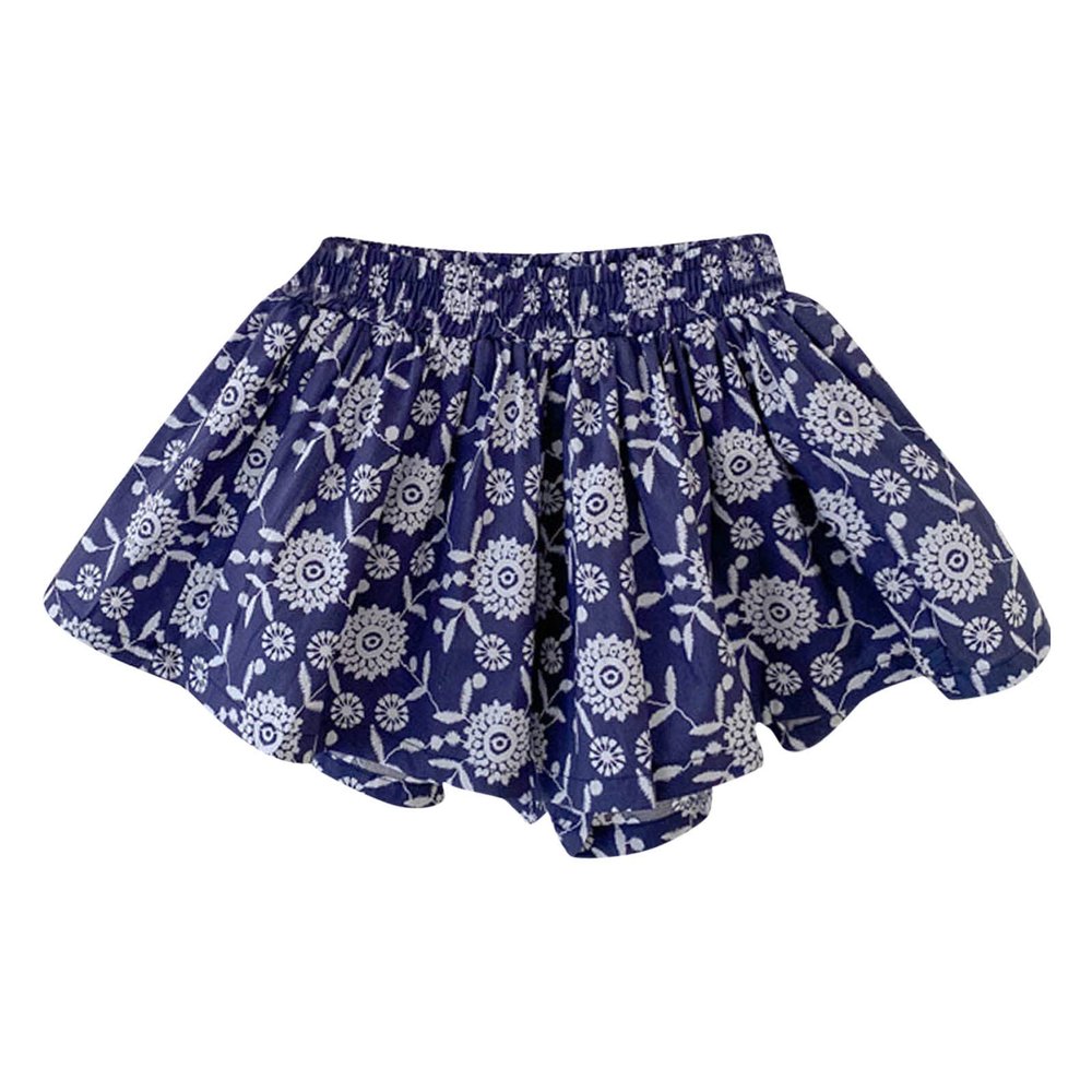 Toddler Shorts Toddler Summer Girls Shorts Flower Prints Fashion Cute Skirt Shorts For Girls (Blue, 18-24 Months)