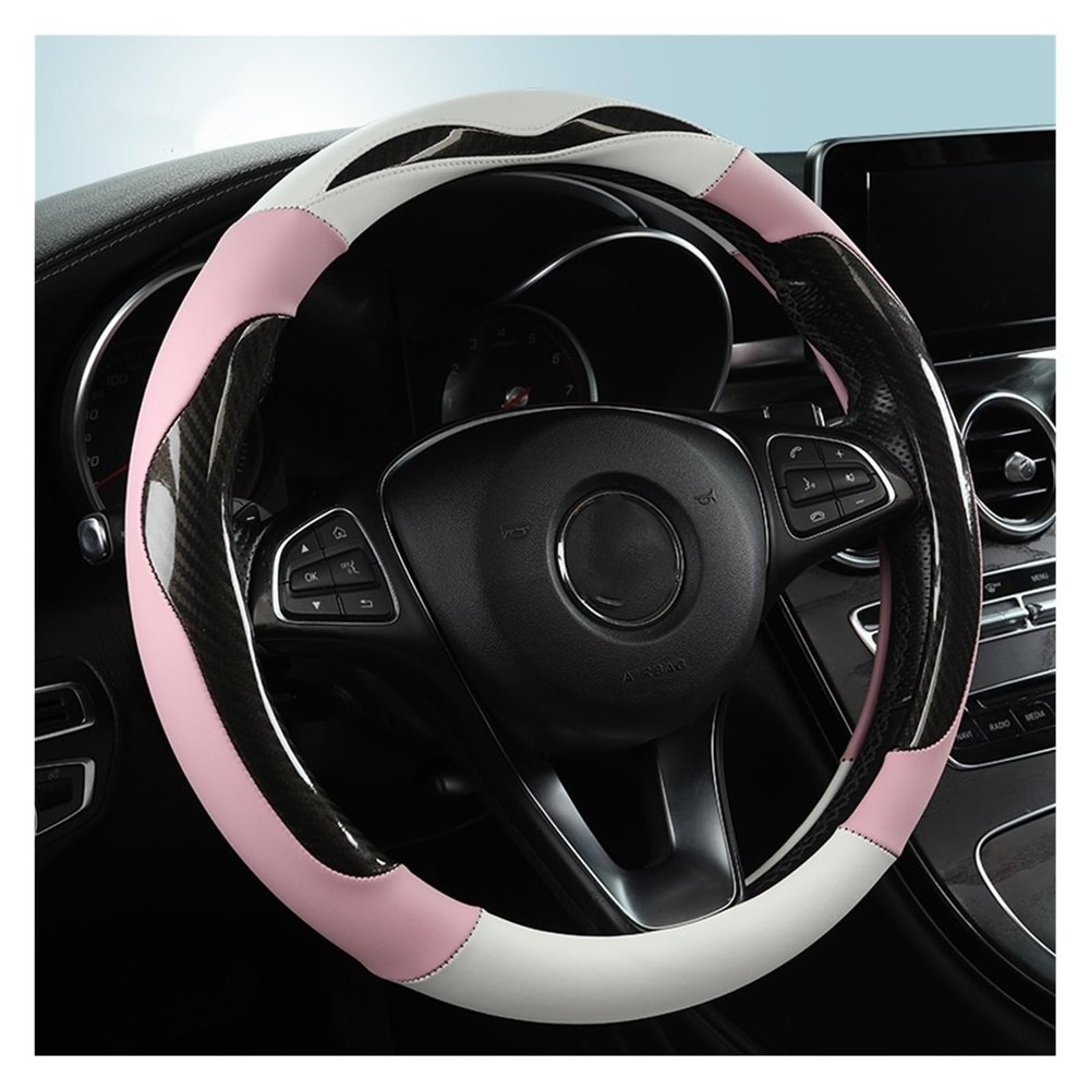 FUERU Car Steering Wheel Cover Set Car Steering Wheel Cover 14.5-15 Inches Genuine Leather All Seasons Soft Skin-Friendly Car Interior (Color : 2#)