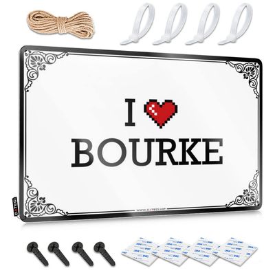 Abipuir Fall Welcome Mats Outdoor I Love Bourke Tin Sign Funny Outdoor Mat Outdoor Winter Rug (Color : Colour, Size : 30X40CM)