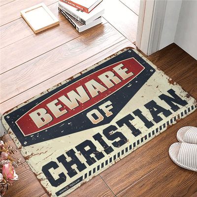 Dsoluuing Winter Doormat Outdoor Beware of Christian Rug Large Front Door Mat Outdoor Home Decor for Men (Size : 65X90CM)
