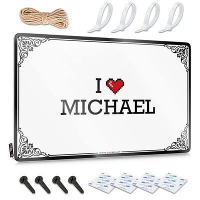 Abipuir Fall Welcome Mats Outdoor I Love Michael Tin Sign Funny Outdoor Mat Outdoor Winter Rug (Color : Colour, Size : 30X40CM)
