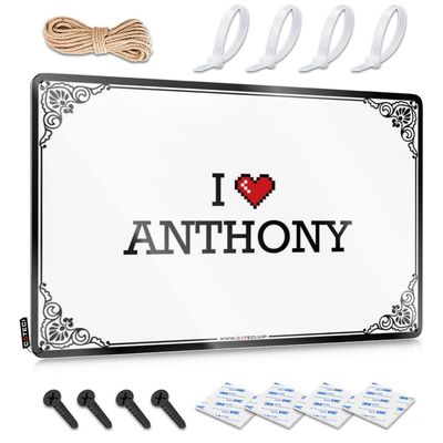 Abipuir Door Mat Outdoor Entrance Funny I Love Anthony Tin Sign Desk Decor for Men Patio Decorations Outdoor (Color : Colour, Size : 30X40CM)