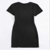 Neon Pink Split Hem Solid Dress (Color : Black, Size : X-Small) view 2