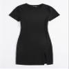 Neon Pink Split Hem Solid Dress (Color : Black, Size : X-Small) view 4