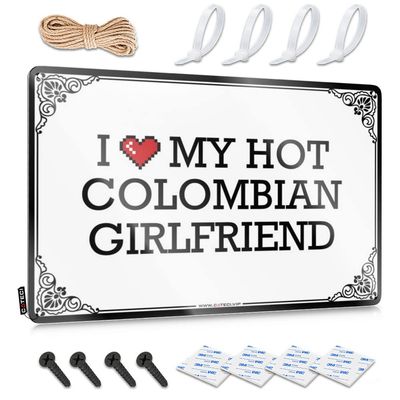 Abipuir Fall Door Mat Indoor I Love My Hot Colombian Girlfriend Tin Sign Farmhouse Bathroom Rug Home Decor for Men (Color : Colour, Size : 20X30CM)
