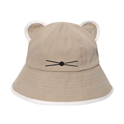 Women Bucket Hat, Cute Cat Ears Women Sun Hat Travel Vacation Cotton Cap Spring Summer Beach Hat for Women Girls Beige