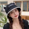 Women Bucket Hat, Cute Cat Ears Women Sun Hat Travel Vacation Cotton Cap Spring Summer Beach Hat for Women Girls Beige view 2