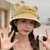 Women Bucket Hat, Cute Cat Ears Women Sun Hat Travel Vacation Cotton Cap Spring Summer Beach Hat for Women Girls Beige view 4