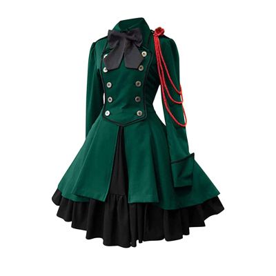 Gothic Lolita Dresses for Women Vintage Punk Clothes Short Victorian Rococo Ball Gown Steampunk Dance Costume with Bow