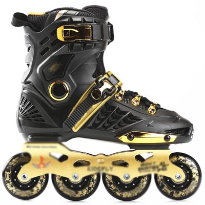 DHAEY Roller Skates Inline Shoes 4-Wheel Skates Professional Slalom Adult Roller Skating Sneakers Beginner Men and Women Roller Adult (Color : Gold, Size : 8 Women/6.5 Men)