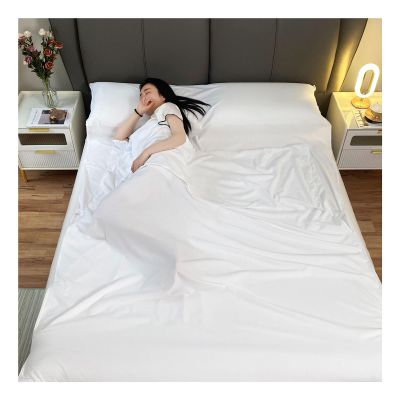 Sleeping Bag Liners Lightweight Portable Sleeping Bag, Outdoor Travel Hotel Bed Sheets Sleeping Bag Lined, for Single Double Beds, Soft and Comfortable with Storage Bag (Color : White, Size : 115x21