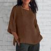 Cotton Tops for Woman Indian Women Shirts and Blouses Casual Cotton Linen Summer Tops Going Out Lounge Half Sleeve Crew Neck Side Split Work Tees Brown M view 2