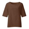Cotton Tops for Woman Indian Women Shirts and Blouses Casual Cotton Linen Summer Tops Going Out Lounge Half Sleeve Crew Neck Side Split Work Tees Brown M view 4