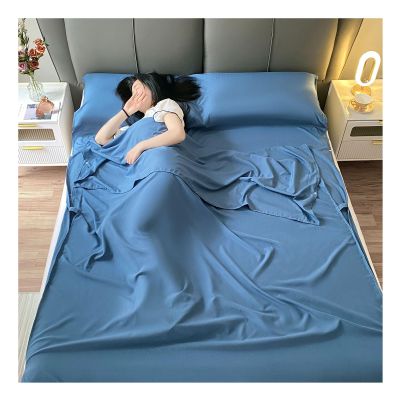 Sleeping Bag Liners Lightweight Portable Sleeping Bag, Outdoor Travel Hotel Bed Sheets Sleeping Bag Lined, for Single Double Beds, Soft and Comfortable with Storage Bag (Color : Blue, Size : 115x210