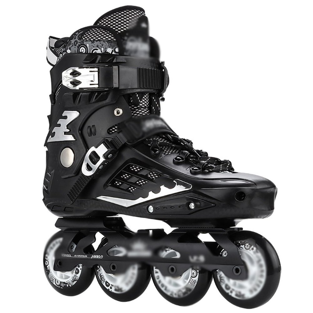 DHAEY 4 Wheel Inline Skating Professional Adult Roller Skate Shoes Roller Sneaker Slalom Speed Free Skating Racing Skate Men (Color : Black, Size : 8 Women/6.5 Men)