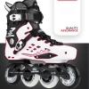 DHAEY 4 Wheel Inline Skating Professional Adult Roller Skate Shoes Roller Sneaker Slalom Speed Free Skating Racing Skate Men (Color : Black, Size : 8 Women/6.5 Men) view 4