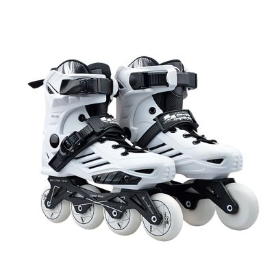 DHAEY Professional Inline Roller Skates Adult Speed Skating Shoes Sneakers Black for Outdoor Sport Women Men 4 Wheels Shoes (Color : White, Size : 12.5 Women/11 Men)