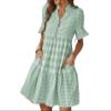 BDUBZ Women's Casual Dresses Casual T Shirt Dress V-Neck Button Down Short Sleeve Summer (Color : Green, Size : Medium) view 1