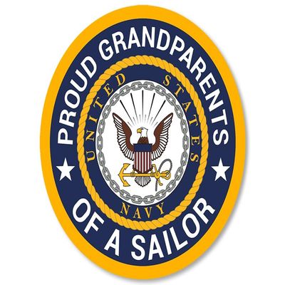 Round Proud Grandparents of a Sailor Sticker (Vinyl Decal United States Navy Naval Logo Laptop u.s. Cell or Laptop (3 inch) USN Licensed