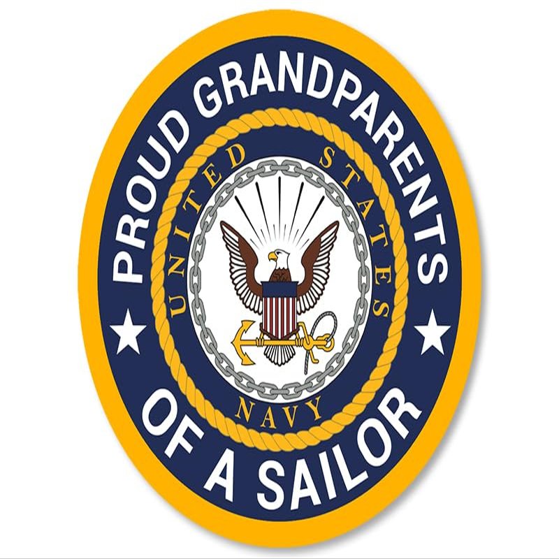 Round Proud Grandparents of a Sailor Sticker (Vinyl Decal United States Navy Naval Logo Laptop u.s. Cell or Laptop (3 inch) USN Licensed