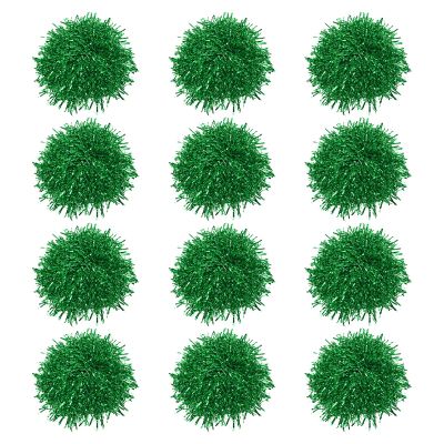 PATIKIL Cheerleading Pom Poms with Finger Holes, 12 Pack Metallic Foil Cheering Hand Flower for Sport Team Spirit, Green