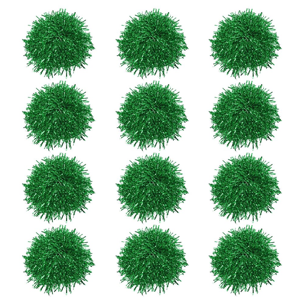 PATIKIL Cheerleading Pom Poms with Finger Holes, 12 Pack Metallic Foil Cheering Hand Flower for Sport Team Spirit, Green