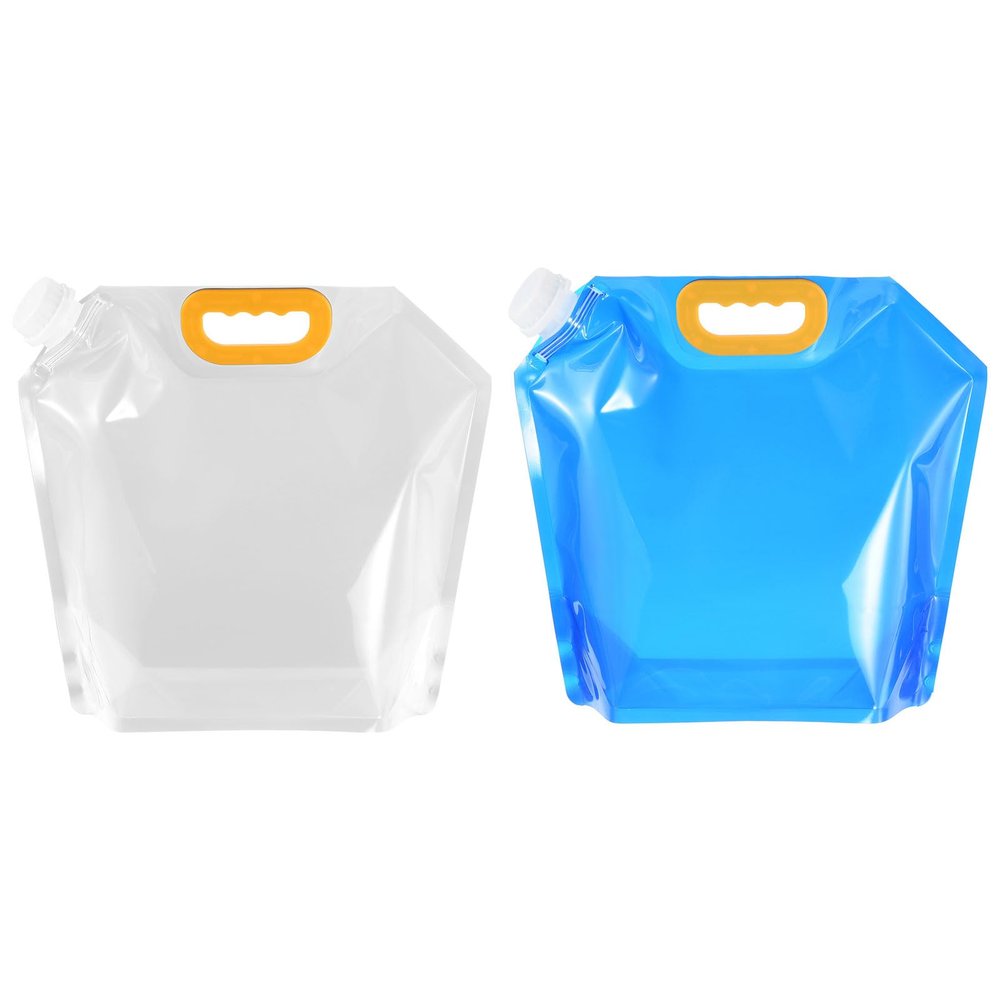 PATIKIL 1.3 Gallon Collapsible Water Container Bag, 2 Pack Plastic Storage Jug Folding Water Bag for Camping, Hiking, Emergency Water Storage, Clear Blue