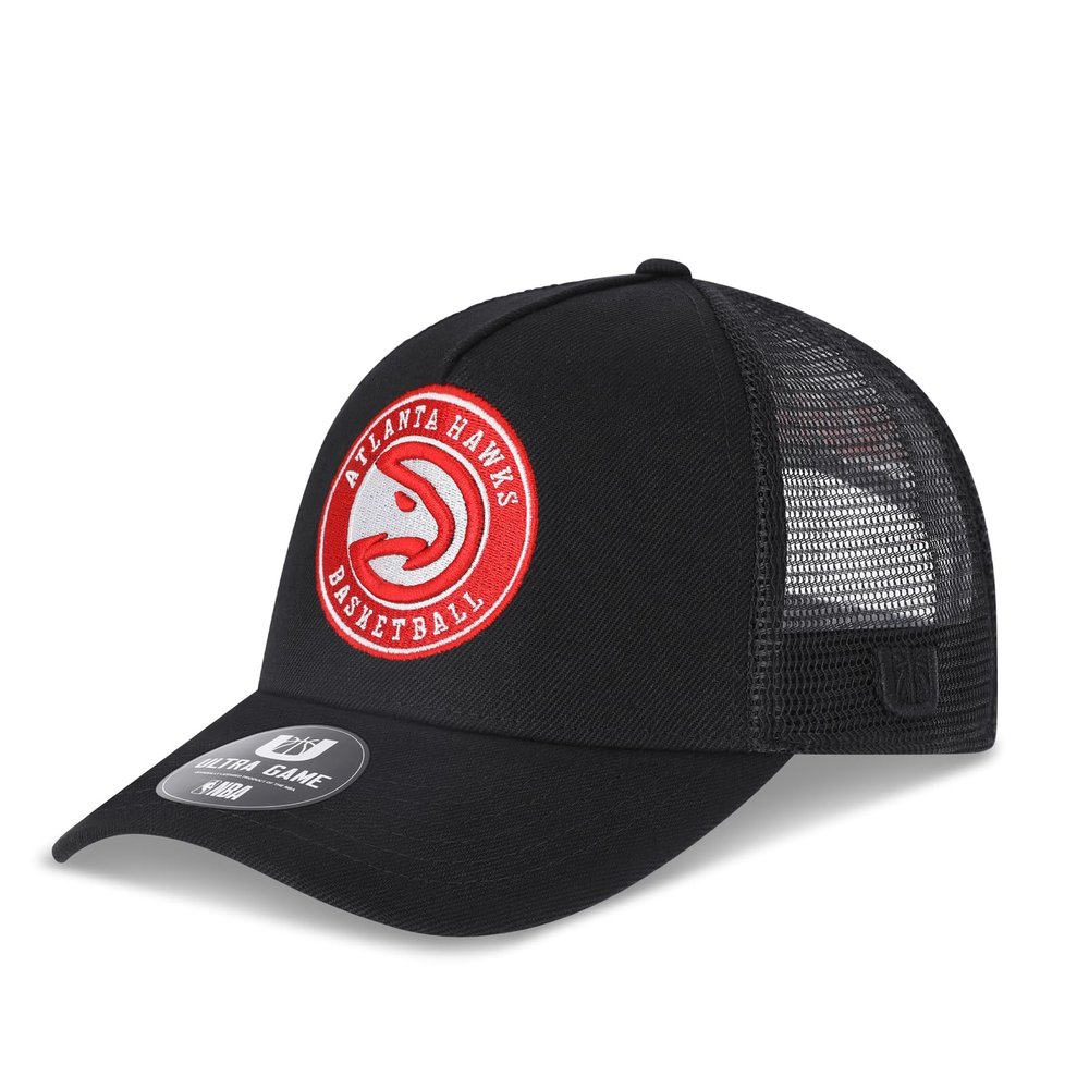 Ultra Game NBA Official Mens Snap Back All Around The World Trucker Baseball Cap Hat - Unisex, Atlanta Hawks, Black Marl, 1SIZE