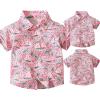 Boys Summer Clothes Shirt Pink Lapel Shirt Beach Wind Coconut Short Sleeved Everything Shirt Casual (Pink, 4-5 Years) view 2