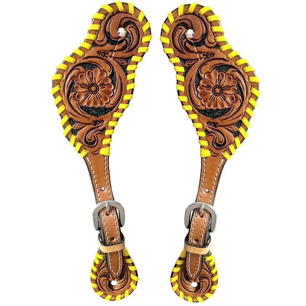 BAR H EQUINE Leather Spurs Straps for Adults Western Womens Spur Horse Riding Barrel Racing Show and Rodeo Strap Adult Women