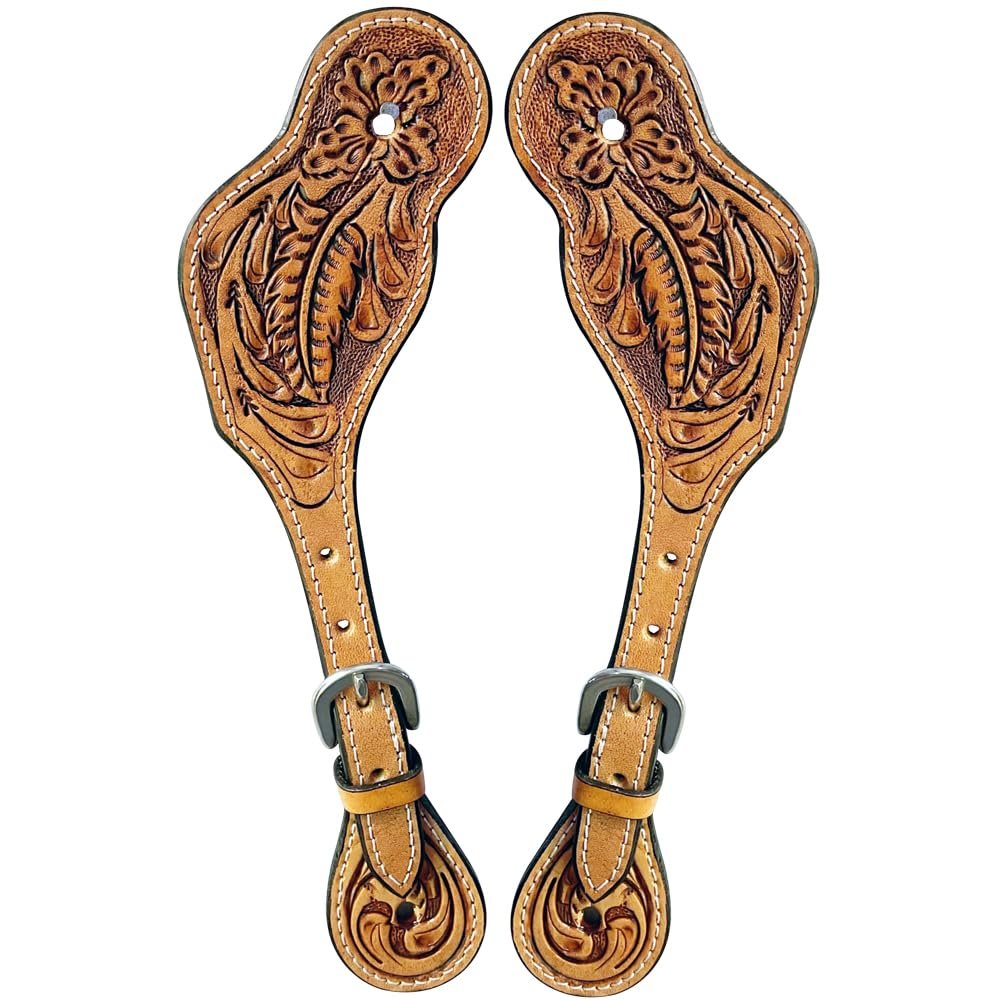 BAR H EQUINE Leather Spurs Straps for Adults Western Womens Spur Horse Riding Barrel Racing Show and Rodeo Strap Adult Women