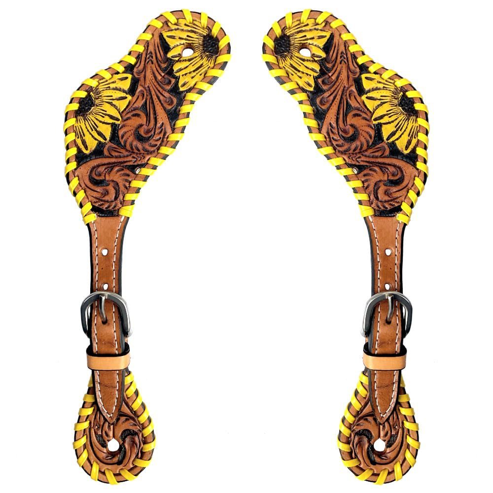 BAR H EQUINE Leather Spurs Straps for Adults Western Womens Spur Horse Riding Barrel Racing Show and Rodeo Strap Adult Women