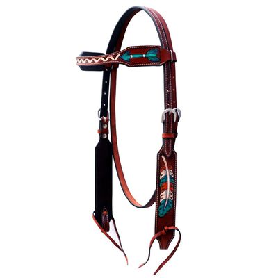 BAR H EQUINE American Leather Horse Saddle Tack Headstall | Browband Western for Horses