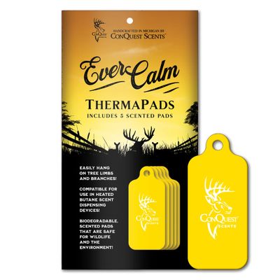 Conquest Scents EverCalm ThermaPads  Calming Deer Attractant Scent for Hunting, Long-Lasting All-Season Use  5-Pack