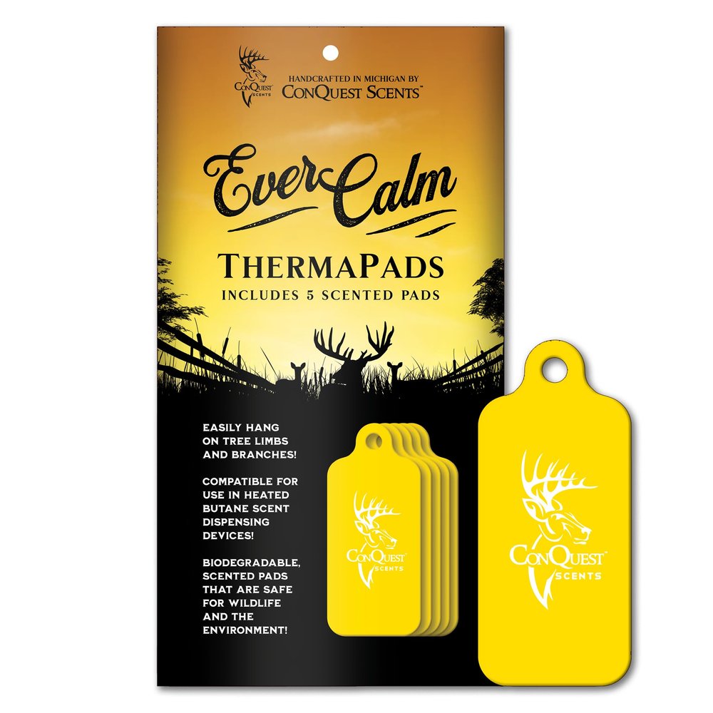 Conquest Scents EverCalm ThermaPads Calming Deer Attractant Scent for Hunting, Long-Lasting All-Season Use 5-Pack